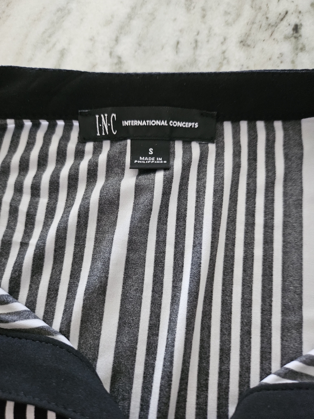 INC International Concepts Black & White Striped Blouse
